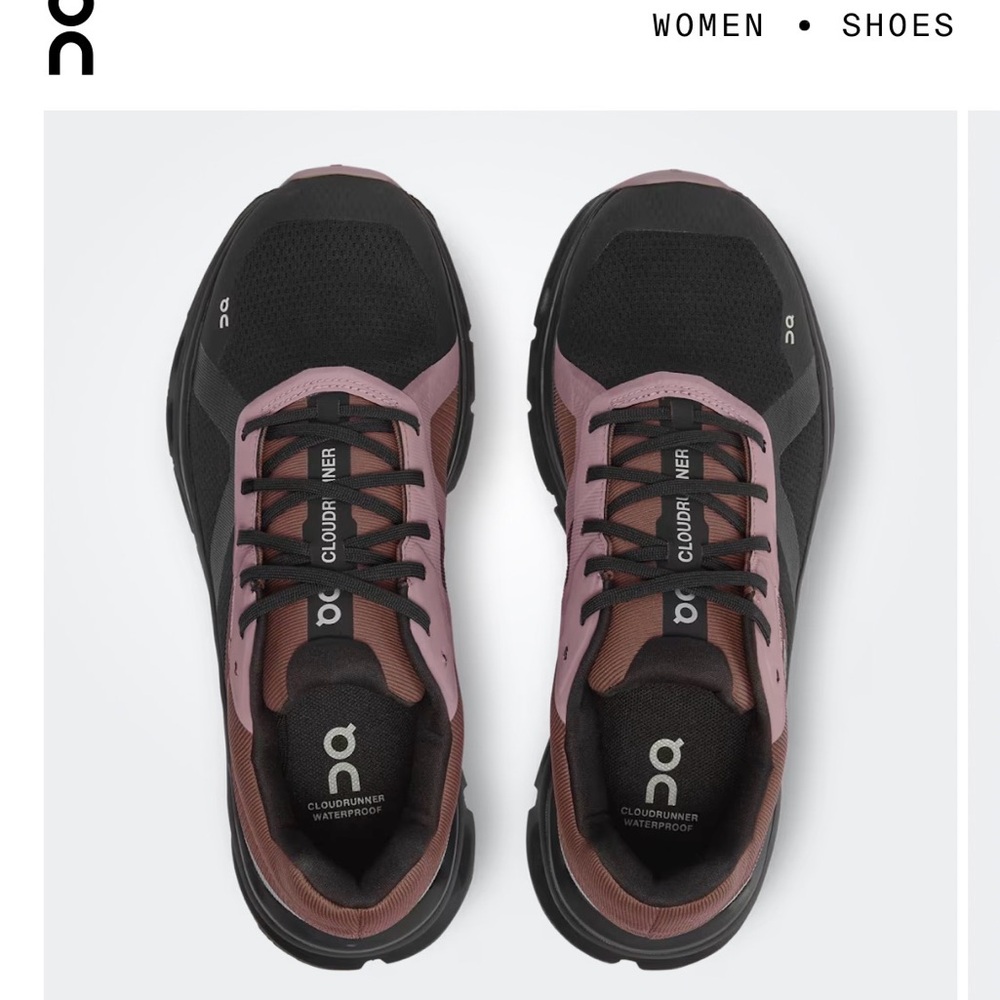 On Cloudrunner Waterproof Women's Shoes - Black/Grape - Sz 6.5